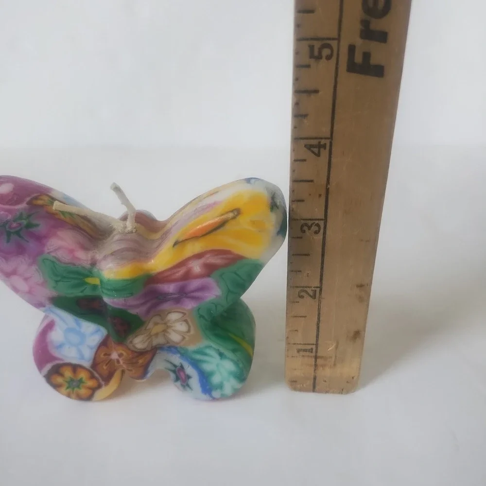 Decorative Butterfly Candle Unscented Floral Boho Art